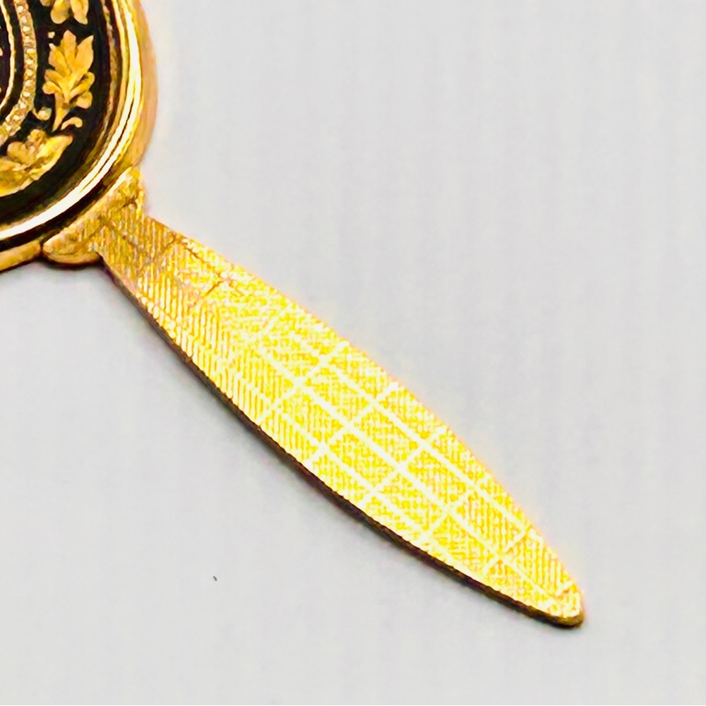 Toledo Damascene Gold and Black Hand Mirror Vintage 60’s Excellent Condition - Picture 6 of 8